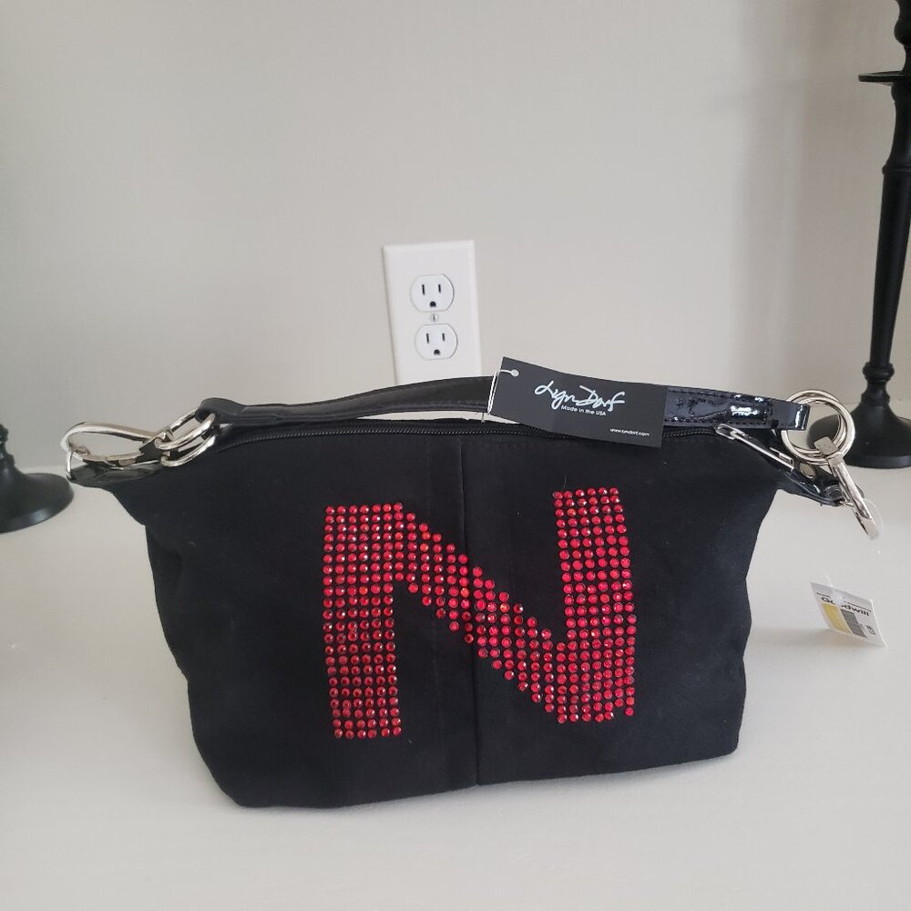 New with Tags /Lyn Dorf/ Ladies Red Sequined "N" (Nebraska) Huskers Black Purse